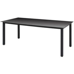 Garten-Esstisch Glas Aluminium 190 x 90 x 74 cm Schwarz Vidaxl Schwarz