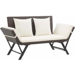 Vidaxl - Gartenbank mit Auflagen 176 cm Braun Poly Rattan Braun