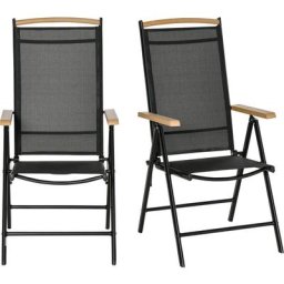 Outsunny - Gartenstuhl-Set 2-teilig Aluminium, 71,5 cm × 68 cm × 109 cm Schwarz Mesh - Schwarz