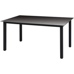 Garten-Esstisch Glas Aluminium 150 x 90 x 74 cm Schwarz Vidaxl Schwarz