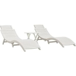 Vidaxl - Sonnenliegen 2 Stk. mit Tisch Weiß Massivholz Akazie Weiß