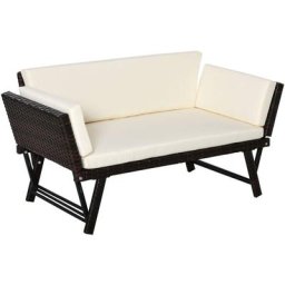 Outsunny Polyrattan Gartensofa 2 Sitzer Gartenmöbel Loungesofa Gartenbank Gartenliege klappbar
