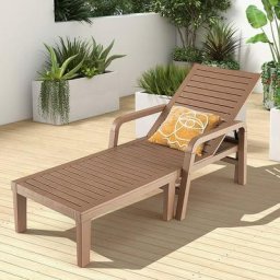 GIANTEX Sonnenliege 5-stufig verstellbar, wetterfeste & rostfreie Gartenliege Holzoptik,