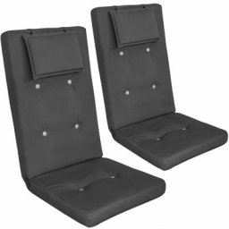 2x Stuhlauflage Hochlehner + Kopfkissen creme/anthrazit anthrazit - Detex