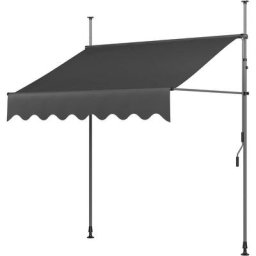 Klemmmarkise Balkonmarkise Sonnenschutz mit Handkurbel, UV-beständig höhenverstellbar, aus Metall