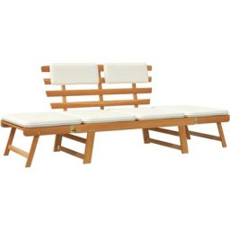 Gartenbank 2-in-1 mit Polstern 190 cm Massivholz Akazie Vidaxl Braun