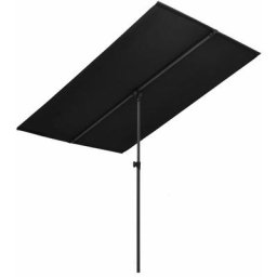Vidaxl - Sonnenschirm mit Aluminium-Mast 180 x 110 cm Schwarz Schwarz
