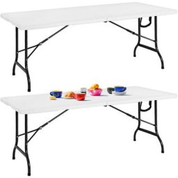 Casaria - 2x Gartentisch 183x76 cm Klappbar Wetterfest Tragbar Kunststoff Garten Terrasse Camping