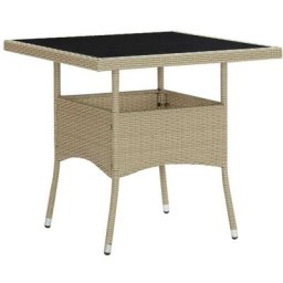 Garten-Esstisch Beige Poly Rattan und Glas Vidaxl Beige