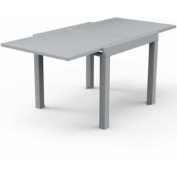 Ausziehbarer Gartentisch, Aluminium, 81-163 x 81 x 75 cm Hellgrau - Hellgrau