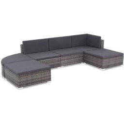 6-tlg. Garten-Lounge-Set mit Auflagen Poly Rattan Grau Vidaxl Grau
