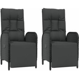 Vidaxl - Garten-Relaxsessel mit Kissen 2 Stk. Poly Rattan Schwarz Schwarz