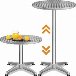 2in1 Stehtisch Höhenverstellbar 70 cm / 115 cm Hoch Stabil Aluminium Rund ø 60 cm Wetterfest Indoor