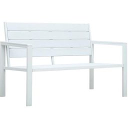 Gartenbank 120 cm hdpe Weiß Holz-Optik Vidaxl Weiß