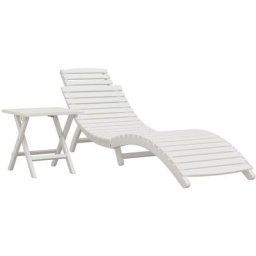 Vidaxl - Sonnenliege mit Tisch Weiß Massivholz Akazie Weiß