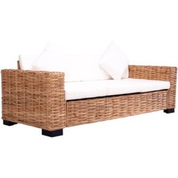 3-Sitzer Gartensofa Natürliches Rattan Vidaxl Weiß
