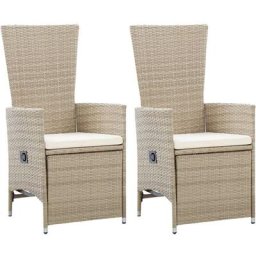 Garten-Liegestühle 2 Stk. mit Auflagen Poly Rattan Beige Vidaxl Beige