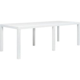 Gartentisch Weiß 220 x 90 x 72 cm Kunststoff Rattan-Optik Vidaxl Weiß
