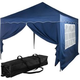 Instent® Pavillon basic 3x3,Trolley, Stahl, blau, 2 Seitenteile
