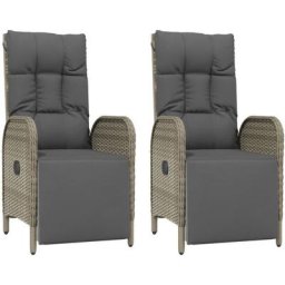 Vidaxl - Garten-Relaxsessel mit Kissen 2 Stk. Poly Rattan Grau Grau