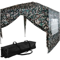 Pavillon basic 3x3,Trolley, Stahl, woodland, 2 Seitenteile - Instent