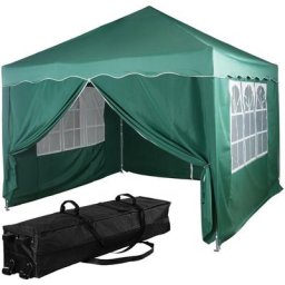 Instent® Pavillon basic 3x3,Trolley, Stahl, grün, 4 Seitenteile