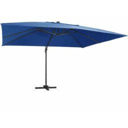 Ampelschirm mit LED-Leuchten und Aluminium-Mast 400x300 cm Azur Vidaxl Blau