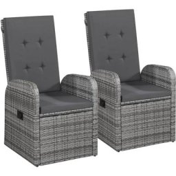 Garten-Liegestühle 2 Stk. mit Auflagen Poly Rattan Grau Vidaxl Grau