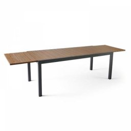 Ausziehbarer Gartentisch 200/300 aus Aluminium und Polywood Kastanie - Grau