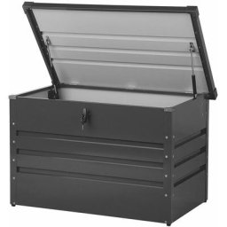 Metall-Gartentruhe 300 l graphitgrau Kissenbox Auflagenbox für die Terrasse wasserdicht