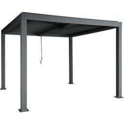 Pergola HHG 254, Gartenpavillon Lamellen-Pavillon, 11cm-Aluminium-Gestell, Regenrinne sturmfest,
