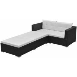 3-tlg. Garten-Lounge-Set mit Auflagen Poly Rattan Schwarz Vidaxl Schwarz