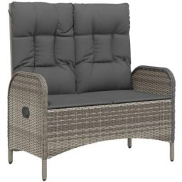 Gartenbank mit Liegefunktion und Kissen 107 cm Poly Rattan Grau Vidaxl Grau