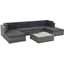 7-tlg. Garten-Lounge-Set mit Auflagen Poly Rattan Grau Vidaxl Grau