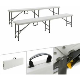 Arebos - 2x Bank klappbar Sitzbank Bierbank Gartenbank Klappbank Campingbank - Weiss