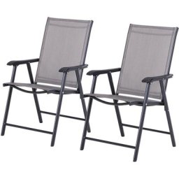 Klappstuhl mit Armlehne 2er Set - Grau - Outsunny