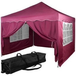 Instent® Pavillon basic 3x3,Trolley, Stahl, rot, 4 Seitenteile