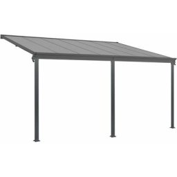 Juskys Terrassenüberdachung Borneo – Aluminium Terrassendach mit Doppelstegplatten Sonnenschutz