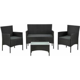 Polyrattan Gartenmöbel-Set Fort Myers – Balkonmöbel-Set mit Tisch, Sofa & 2 Stühlen – Sitzgruppe 4