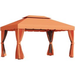 Gartenpavillon Pavillon wetterfest Aluminium Polyester Orange 390 cm x 290 cm x 270 cm - Orange