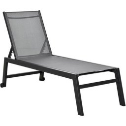 Sonnenliege, Gartenliege, 5-stufige Rückenlehne, Aluminium, Grau, 169 x 65 x 102 cm - Grau