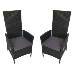 KMH - 2er Set Polyrattan Hochlehner tjorben schwarz