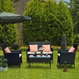 Gartenmöbel Set Bigzzia Polyrattan Lounge Gartengarnitur 2 x Sessel + 1 x Doppelsitz-Sofa + 1 x
