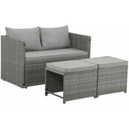 2in1 Polyrattan Relax Gartenmöbel Set Jamaika - Tisch, Gartenlounge Sofa - Balkonmöbel Sitzgruppe