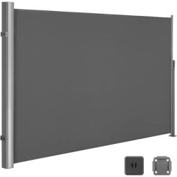 Seitenmarkise 200 x 300cm Markisenstoff aus Polyester 280g/m² 2 Montagearten Rauchgrau GSA200G