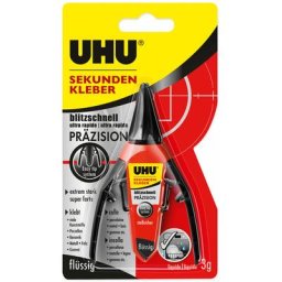 2 x UHU Sekundenkleber blitzschnell Präzision flüssig 3g
