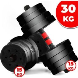 Kurzhantelset – 30 kg, 16 Gewichte, 2 Hantelstangen 24mm, aus Kunststoff, gerändelt,