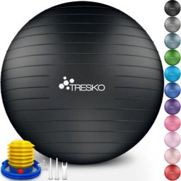 Tresko - Gymnastikball (Blau 85cm) mit Pumpe Fitnessball Yogaball Sitzball Sportball Pilates Ball