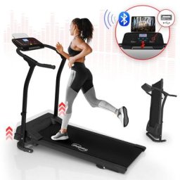 Laufband - Elektrisch, Klappbar, Tablet Halterung, Geschwindigkeit, Puls, Zeit, Kalorien, 5