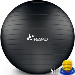 Tresko - Gymnastikball (Schwarz 75cm) mit Pumpe Fitnessball Yogaball Sitzball Sportball Pilates